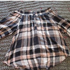 Plaid Off Shoulder Top
